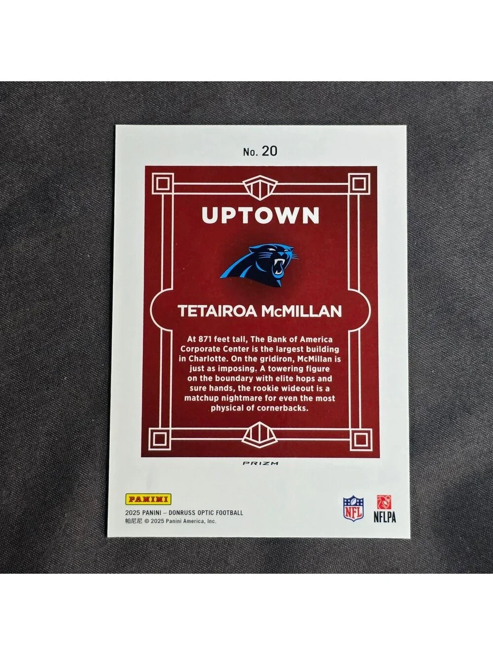 Tetairoa McMillan Rookie Uptown 2025 Donruss Optic #20 RC SSP Case Hit Panthers